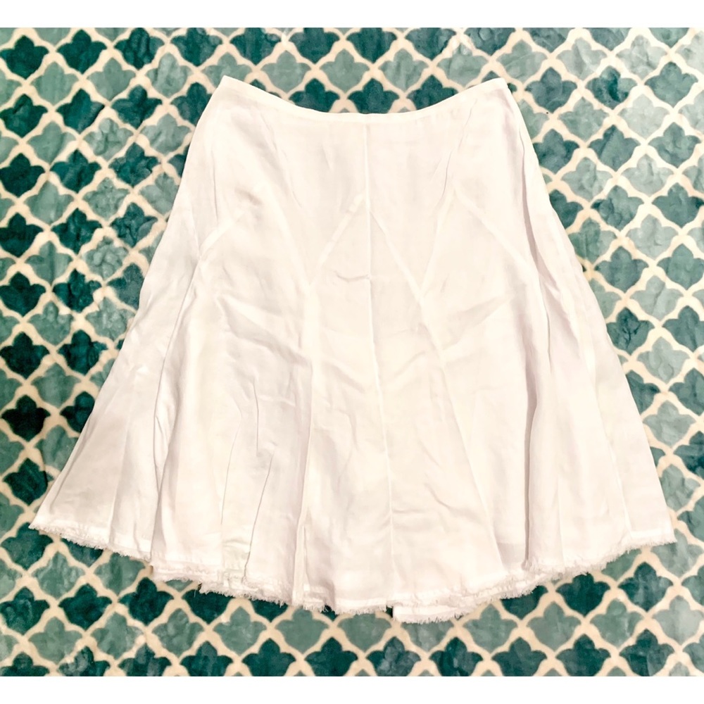 MICHAEL KORS White Linen Raw Hem A-Line Full Skirt - Picture 1 of 2